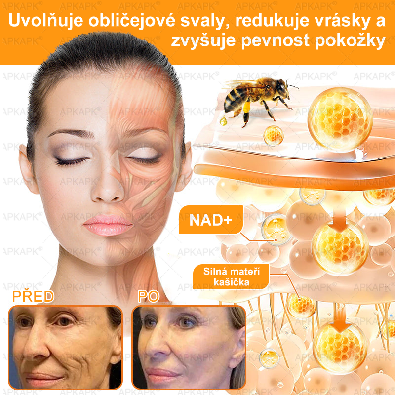 𝖠𝖯𝖪𝖠𝖯𝖪® 🐝 Krém s včelím jedem na obnovu pokožky 🐝 pomáhá při řešení kožních problémů, jako jsou: vrásky, jizvy, pigmentové skvrny, strie, akné, lupénka, ekzém, kožní léze, podráždění, záněty a další kožní potíže.