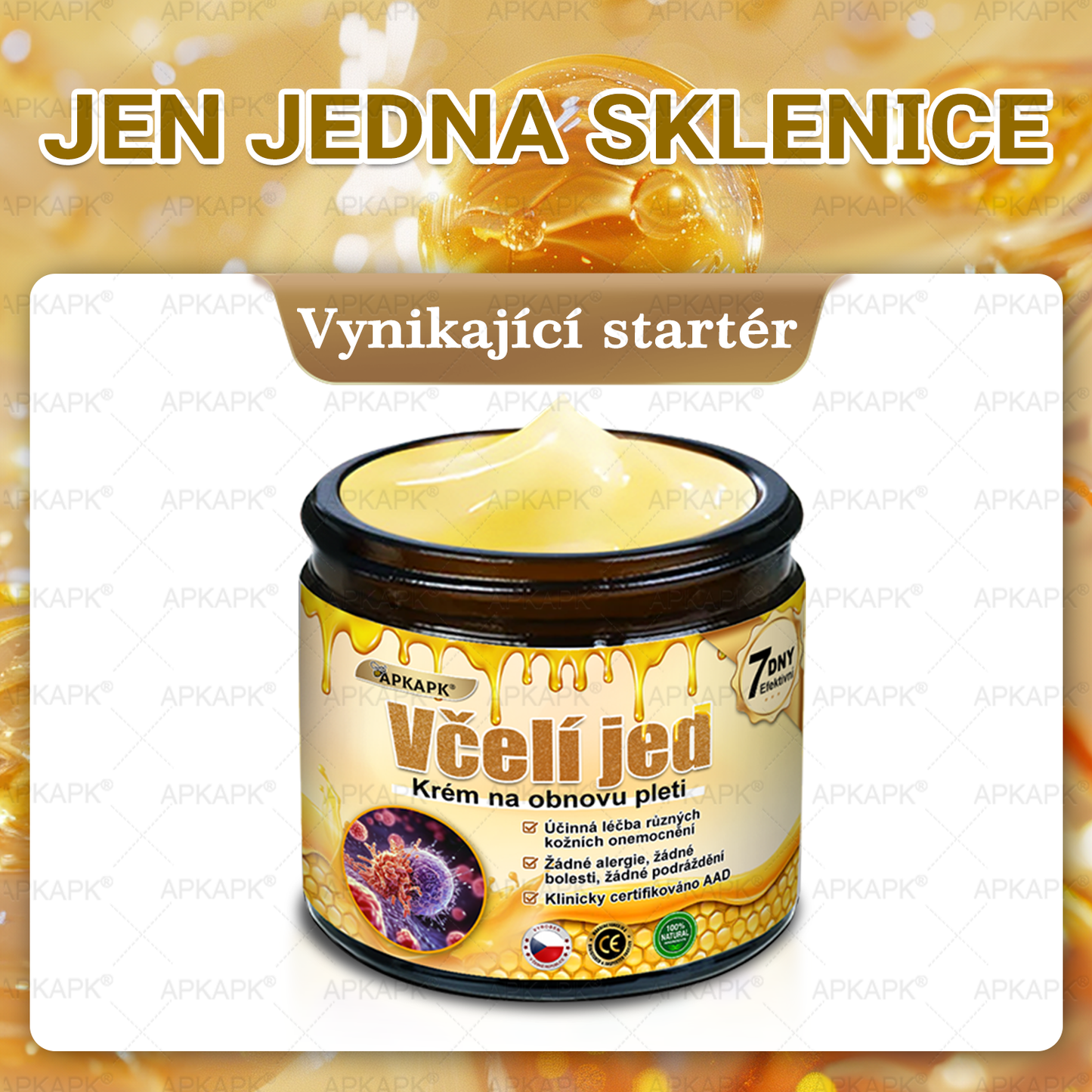 𝖠𝖯𝖪𝖠𝖯𝖪® 🐝 Krém s včelím jedem na obnovu pokožky 🐝 pomáhá při řešení kožních problémů, jako jsou: vrásky, jizvy, pigmentové skvrny, strie, akné, lupénka, ekzém, kožní léze, podráždění, záněty a další kožní potíže.