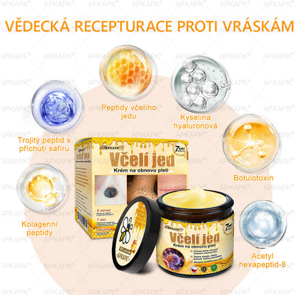 𝖠𝖯𝖪𝖠𝖯𝖪® 🐝 Krém s včelím jedem na obnovu pokožky 🐝 pomáhá při řešení kožních problémů, jako jsou: vrásky, jizvy, pigmentové skvrny, strie, akné, lupénka, ekzém, kožní léze, podráždění, záněty a další kožní potíže.