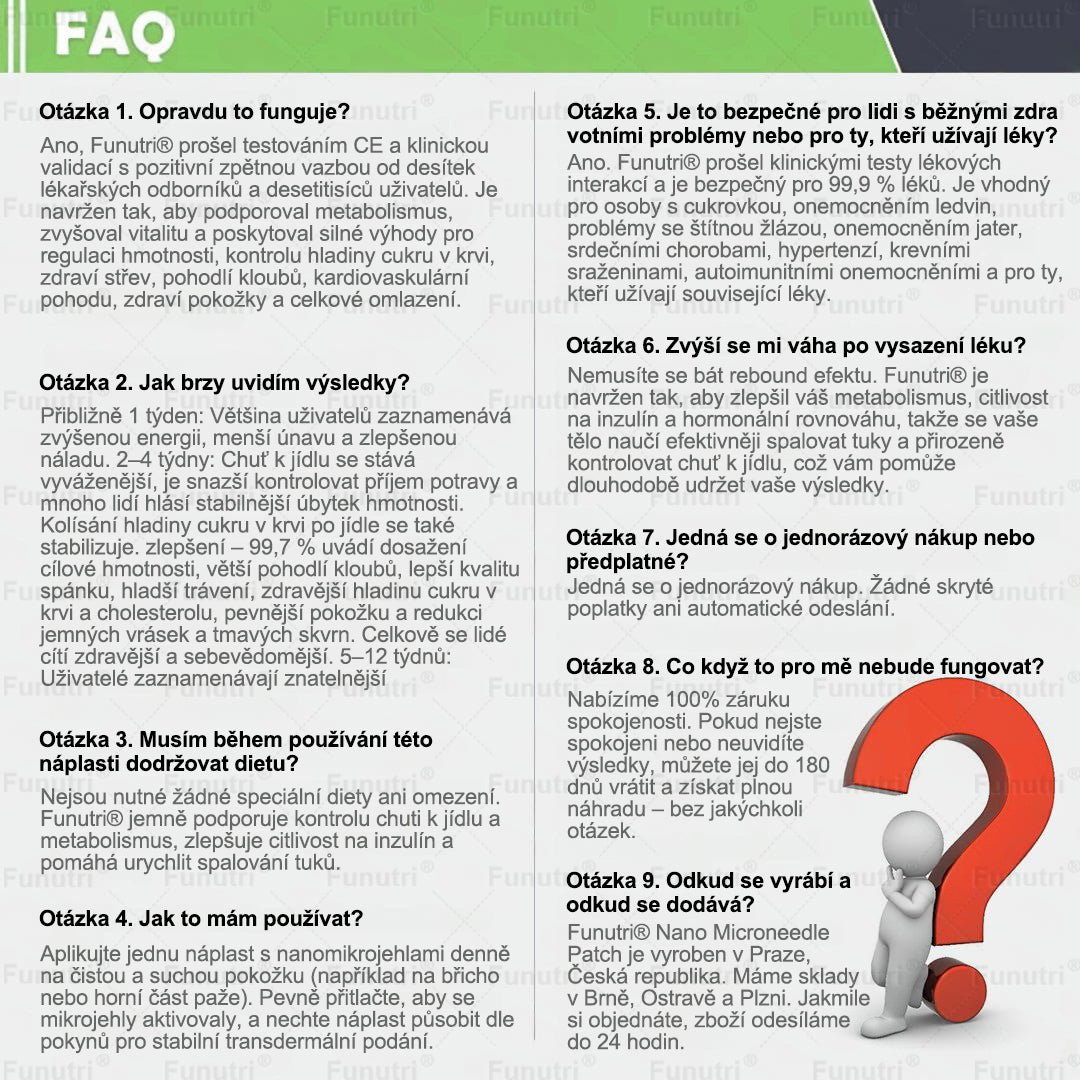 Oficiální obchod pro ČR • Funutri® 10 v 1 nano mikrojehličková náplast pro podporu metabolismu